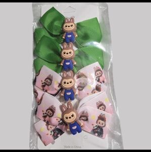 Little Monster Character Green & Pink Hair Bows Set (NIP)